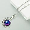 Alloy and Glass Crescent Moon Planet Pendant Necklaces FS-WG0F6DF-02-1