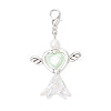 Acrylic Imitation Pearl Flower Heart Angel with Alloy Wings Pendant Decorations HJEW-JM03984-4