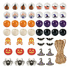  13 Styles Halloween Spray Painted Natural Wood Beads WOOD-TA0001-85-1