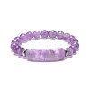 Natural Amethyst Beaded Stretch Bracelet BJEW-JB08879-05-2