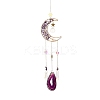Wire Wrapped Natural Amethyst Moon with Tree of Life Pendant Decorations HJEW-K046-07G-06-2