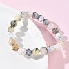 Natural Green Opal Round Beads Stretch Bracelets for Women BJEW-Z158-03L-03-3