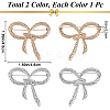 2Pcs 2 Colors Bowknot Alloy Brooches JEWB-GF0001-40-2