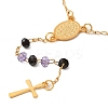 201 Stainless Steel & Glass Rosary Bead Necklaces for Women NJEW-B112-01G-02-1