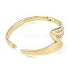 304 Stainless Steel Rhinestone Leaf Hinged Bangles for Women BJEW-C071-13G-01-4