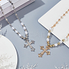 2Pcs 2 Colors Rhinestone Cross Fleury Pendant Necklace with Plastic Beaded Chains NJEW-AN0001-77-7