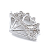 Rack Plating Brass Micro Pave Clear Cubic Zirconia Heart Crown Connector Charms KK-A234-060P-2