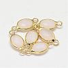 Oval Faceted Golden Brass Glass Links connectors GLAA-O014-G-2