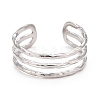 Non-Tarnish 304 Stainless Steel Triple Line Open Cuff Ring for Women RJEW-C025-12P-3