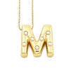 Brass & Plastic Pearl Letter Pendant Box Chain Necklaces for Women LS-NJEW-U017-01G-13-1