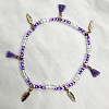 Bohemian Style Alloy Feather Charm Tassel Plastic Seed Beaded Stretch Anklets FS-WGB8A48-18-1