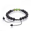 Natural Lava Rock and Non-Magnetic Synthetic Hematite Beads Braided Bead Bracelets BJEW-JB03975-4