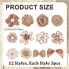 36Pcs 12 Styles Handmade Linen Ornament Accessories PATC-ME0001-12-2