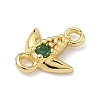 Brass Pave Cubic Zirconia Fish Connector Charms KK-G548-17G-3