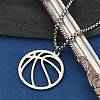 201 Stainless Steel Laser Cut Basketball Pendant Box Chain Necklaces for Women Men NJEW-Q004-04P-1
