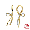 925 Sterling Silver Micro Pave Clear Cubic Zirconia Hoop Earrings STER-P065-08G-1