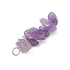 3Pcs Natural Rose Quartz & Amethyst & Lapis Lazuli Chip Beaded Constellation Pendants PALLOY-JF03043-07-5