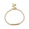Ion Plating(IP) 304 Stainless Steel Round Beaded Link Bracelet with Oval Link Chains for Women BJEW-G667-09G-1