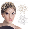 2Pcs 2 Colors Brass Rhinestone Tassel Chain Headbands for Women OHAR-HS0001-06-1