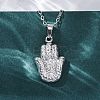 Hamsa Hand 304 Stainless Steel Pendant Necklaces NJEW-H059-01P-2