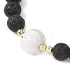 Natural Lava Rock & Lampwork & Mixed Gemstone Round Beads Stretch Bracelets for Women BJEW-JB12788-4
