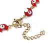 Moon with Evil Eye Enamel Link Chain Necklace NJEW-G117-02G-4