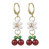 Natural Carnelian Beads & Glass Seed Dangle Hoop Earrings EJEW-MZ00309-02-2