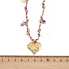 304 Stainless Steel Textured Heart Pendant Cotton Cord Adjustable Necklaces NJEW-C093-01G-5