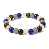 Natural Tiger Eye & Glass Beads Stretch Bracelets for Women Men BJEW-P398-01C-4