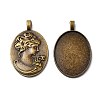 Tibetan Style Alloy Pendant Cabochon Settings LS-TIBEP-5342-AB-FF-1