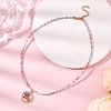 Flower Alloy Enamel Pendant Glass Seed Beaded Necklaces for Women NJEW-JN05550-02-2