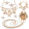 Natural Shell & Alloy Starfish Jewelry Set with ABS Imitation Pearl Beaded DIY-PH0020-73-1