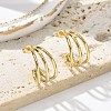 304 Stainless Steel Triple C-Shaped Stud Earrings for Women EJEW-C096-68G-02-1