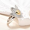 Gothic Style Brass Micro Pave Clear Cubic Zirconia Cuff Rings for Women RJEW-U051-02C-GP-3