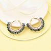 304 Stainless Steel & Bohemian Beaded Fan Hoop Earrings for Women EJEW-R001-01G-02-5