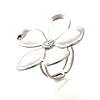 Flower 304 Stainless Steel Open Cuff Ring for Women RJEW-R006-03P-02-4
