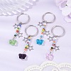 4Pcs Butterfly Glass Pendant Keychain KEYC-JKC01205-2
