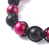 Round Stone Braided Bead Bracelets Set BJEW-JB07260-04-4