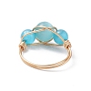 Cat Eye Beaded Finger Ring RJEW-JR00560-01-7
