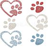 Heart & Pawprint Glitter Hotfix Rhinestone DIY-FG0002-29-1