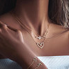 Double Layer Alloy ECG & Heart Pendant Necklaces for Women WGD710A-01-1