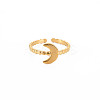 Ion Plating(IP) 304 Stainless Steel Moon Open Cuff Ring for Women RJEW-S405-224G-1