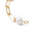 2Pcs 2 Styles Bowknot Aluminium Twisted Curb Chains Bracelet & Brass Paperclip & Shell Pearl Chains Bracelet Set for Women BJEW-JB11601-4