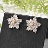 Flower Brass Micro Pave Cubic Zirconia Stud Earrings for Women EJEW-G428-28B-02-2
