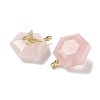 Natural Rose Quartz Faceted Pendants G-P585-01G-09-2
