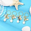 4Pcs 4 Colors Ocean Series Natural White Jade & Lapis Lazuli & Green Aventurine & Synthetic Turquoise & 304 Stainless Steel Starfish Shell Shape Turtle Keychain KEYC-JKC01388-1