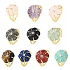 Flower Natural Mixed Stone Cuff Rings RJEW-G366-01G-2
