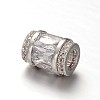 Column Brass Micro Pave Cubic Zirconia Large Hole European Beads ZIRC-M084-01-2