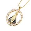 Brass Clear Cubic Zirconia Nossa Senhora Aparecida Pendant Necklaces for Women LS-NJEW-M009-05G-A-1