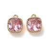 Brass Micro Pave Clear Cubic Zirconia Charms KK-B110-01G-04-1